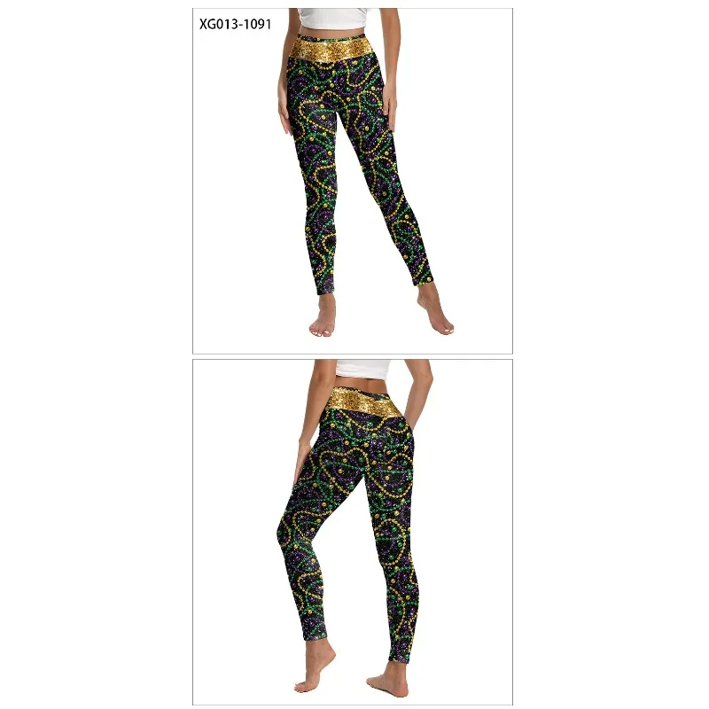 Women's Soft Slim Fit Casual Multi Mixed Graphic Print High Waist Stretch Leggings for Carnival Themed Party Sport Yoga Pants