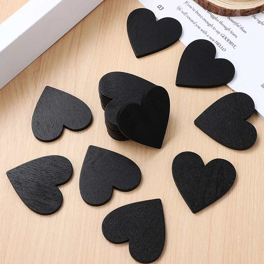 

40 Pcs Heart Shaped Small Chalkboard Wooden Hearts Smooth Material Craft Kids Gift Creative Project Wood