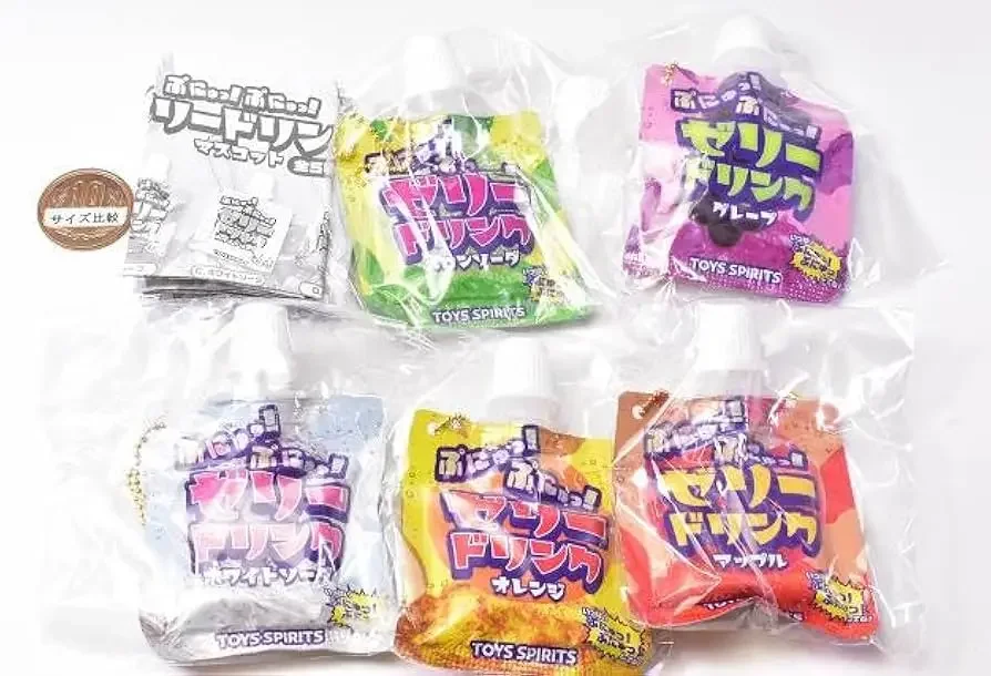 Original capsule toys jelly drink mini models squeeze toys stress relief fragrance gashapon figures keychain pendants