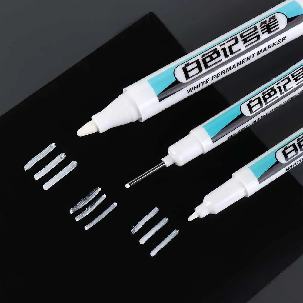 0.7mm/1.0mm/.2.5mm White Permanent Paint Pen Waterproof Not Easy To Fade White Marker Pens Extra Large Ink Volume Wear Resistant