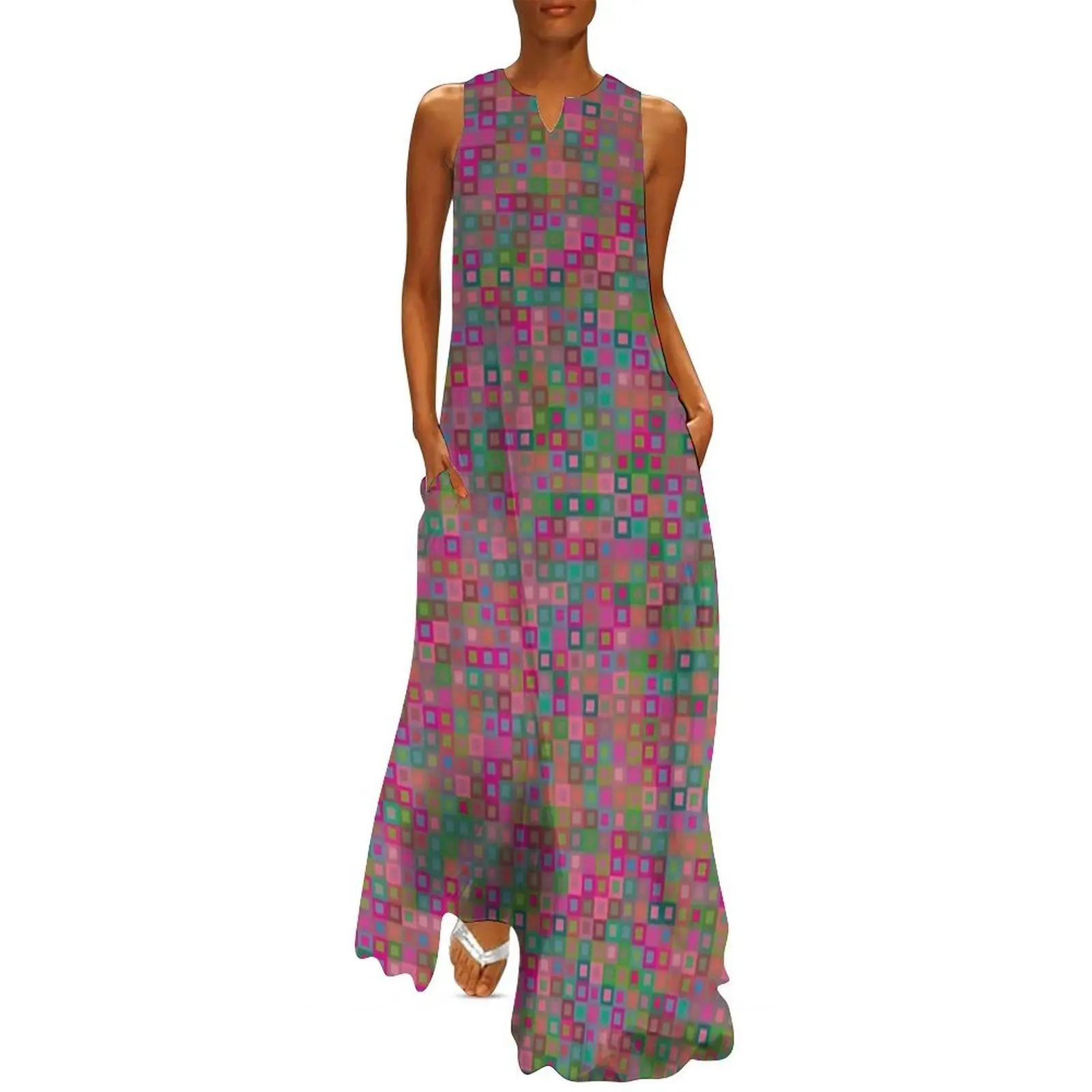 

Coloured Squares L Long Dress evening dresses ladies summer dress woman 2025 women dresses beach outfits for women