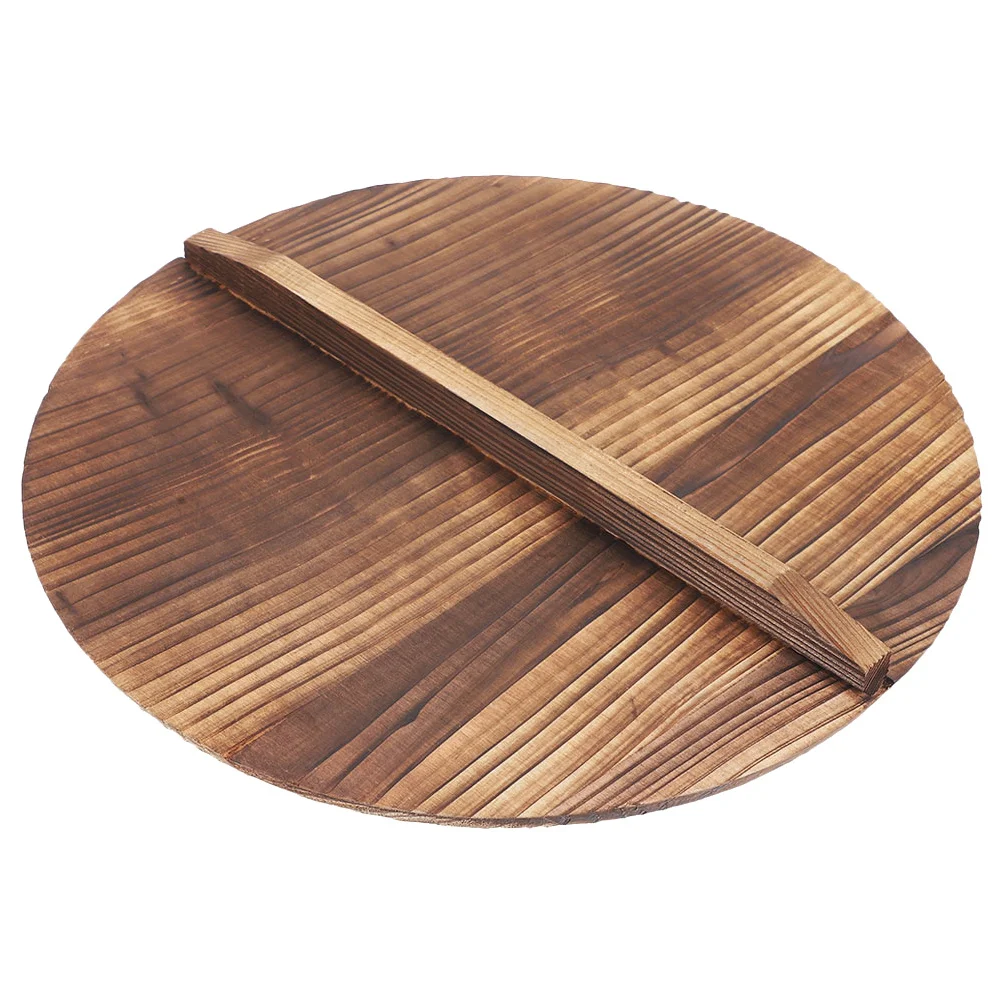 

Natural Wooden Wok Lid Lightweight Round Cover for Stir Fry Pan Anti Overflow Anti Splash Heat Protection Kitchen Cooking Tool