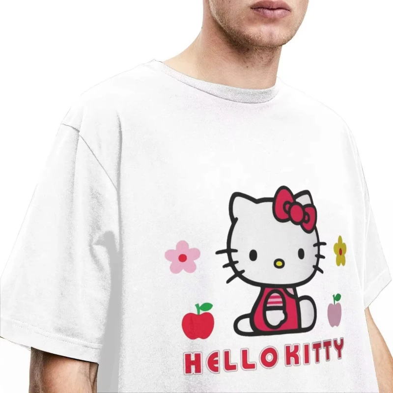 

MINISO Men's and Women's Cartoon Hello Kitty Rock T-shirts Casual Short Sleeve Round Neck T-shirts Plus Size T-shirts Cute Cat C