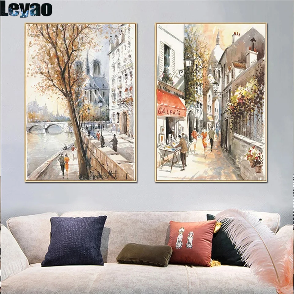 Diy Full square round drill Diamond Painting Paris Seine Street Landscape Cross Stitch Mosaic Embroidery puzzle decor pictures