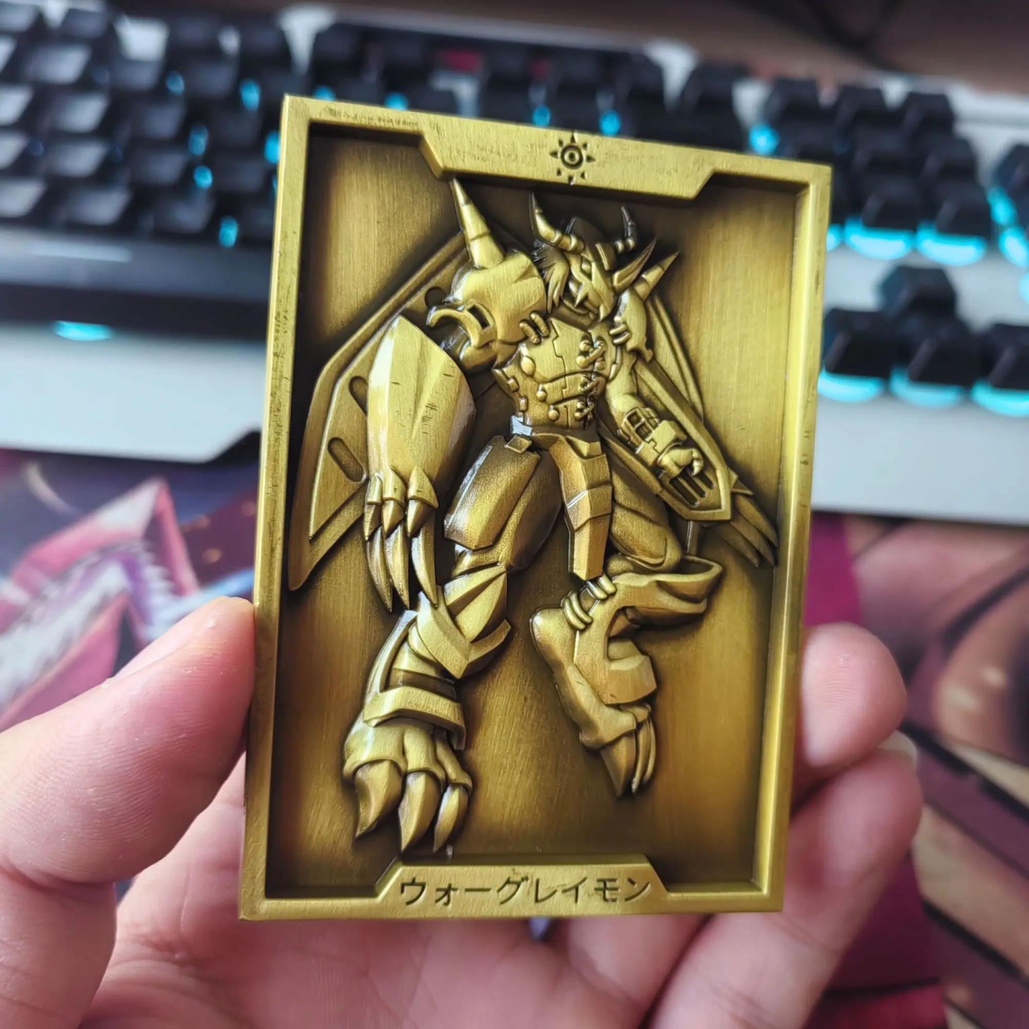 الرقمية الوحش الحرب Greymon بطاقة بطاقات Greymon الإغاثة ثلاثية الأبعاد جمع المعادن بطاقة Digimon أنيمي تمثال تحصيل لعب الاطفال هدية