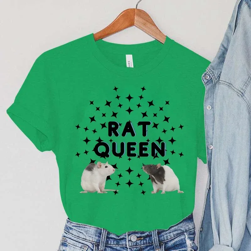 Rat T-Shirts Women's Rat Queen Clothing Harajuku Stars TShirts Vintage Animal Fashion Female TShirts Rat Casual Women T-Shirts