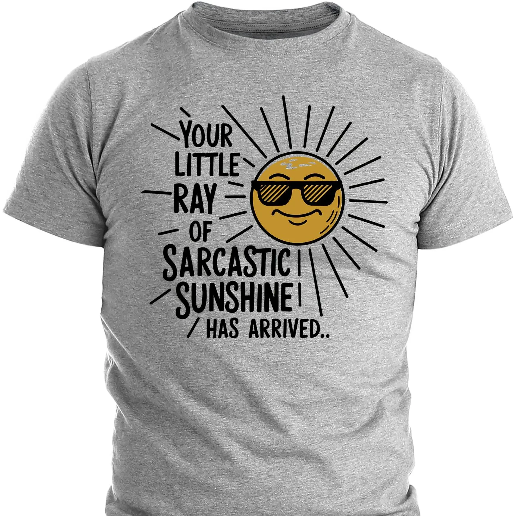 Your Little Ray of Sarcastic Sunshine تي شيرت الصيف الرجال Trucksuit رسالة مطبوعة س الرقبة قصيرة الأكمام القطن ملابس رياضية كاجوال #1