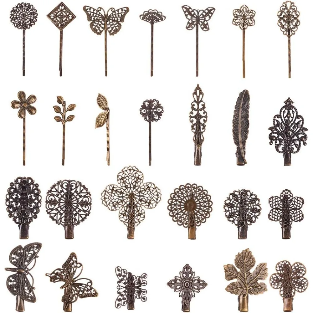 Elite 26 Pieces Vintage Hair Clips Hairpins Barrettes Clamps Bobby Pin Leaf Flower Butterfly Hair Clip 26 Styles for Women