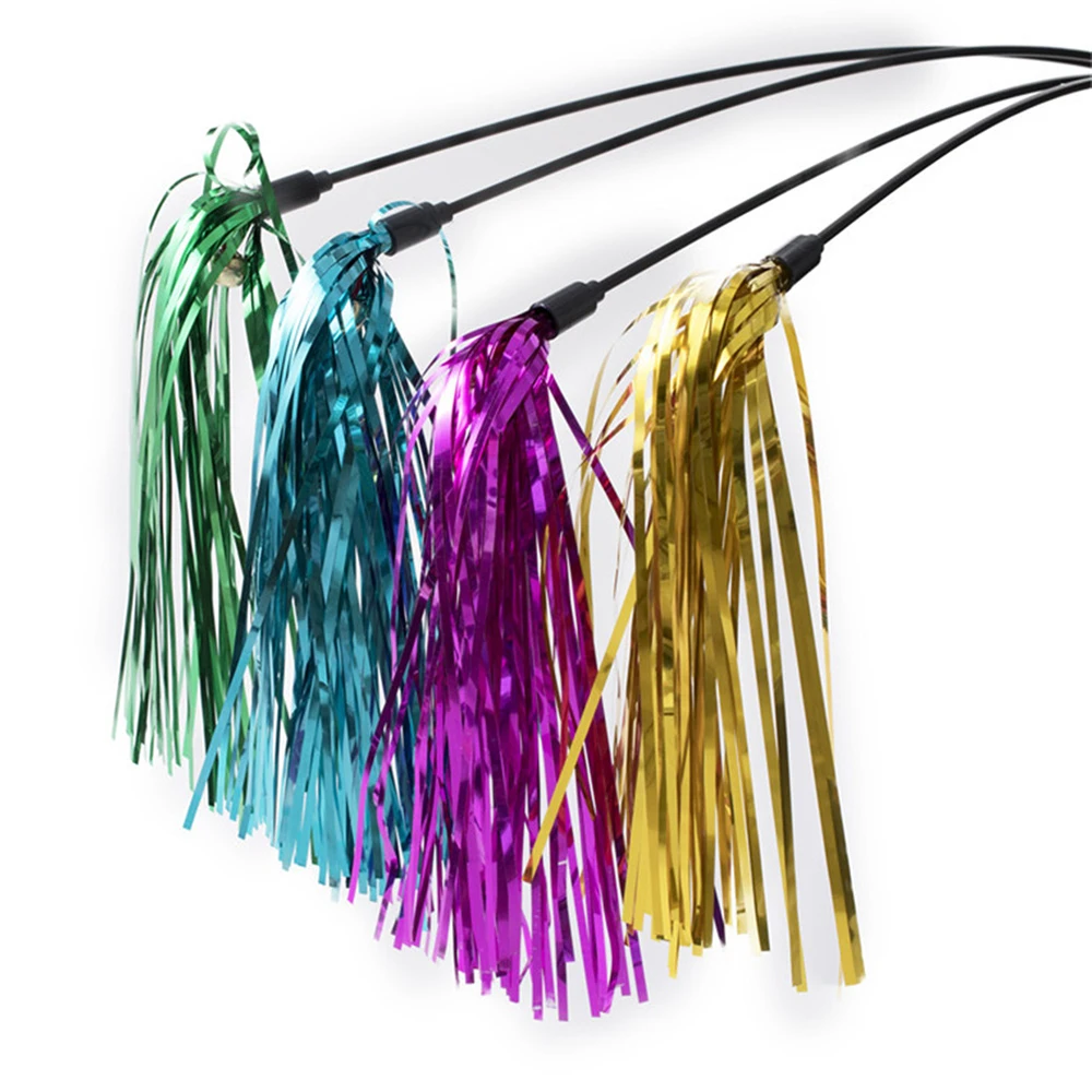 Pet Cats Interactive Toys Colorful Hand Lever Fashionable Plastic Cat Supplies Ribbon Cat Toy Tasteless Funny Beautiful