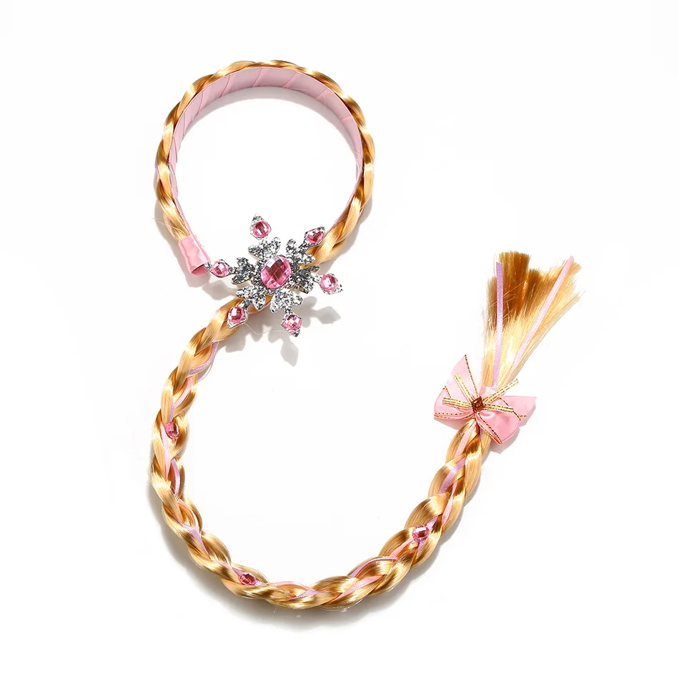 Disney Prinses Hoofdbanden Kid Elsa Kroon Ijs Sneeuw Vlechten Halloween Accessoires Lang Haar Le Pei, Bloem Pruiken, Vlechten