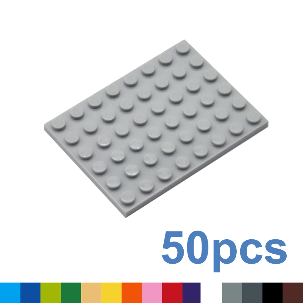 50pcs DIY Building Blocks  6x8 Dots 12Color Educational Creative Size Compatible With 3036 Toys for Children Thin Figures Bricks