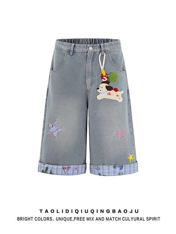 

Slimming Effect Straight Leg Wide Leg Short Jeans Women's Casual High Waist Cotton Polyester Blend Summer New Style