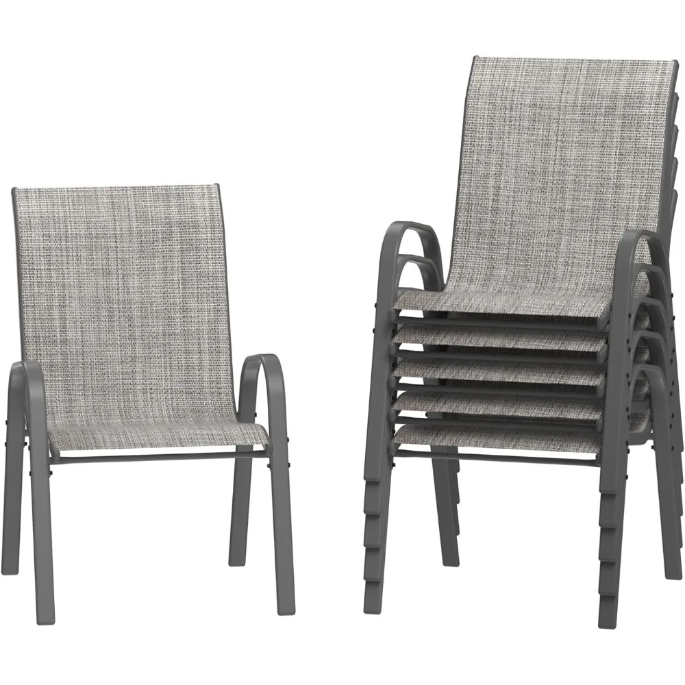 

Outdoor Stackable Dining Chairs for All Weather Garden Chair Patio Chairs Set of 6 Light Grey Freight Free Folding Bed Chair