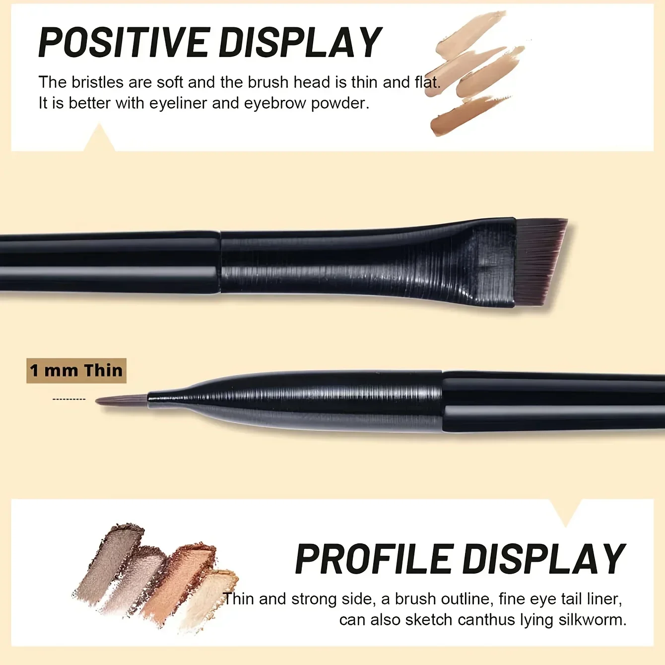 2PC Tilted Fine Blade Eyeliner Brush Set Superfine Eye Contour Makeup Brush Fine Eyeliner for Precise Application All Skin Types