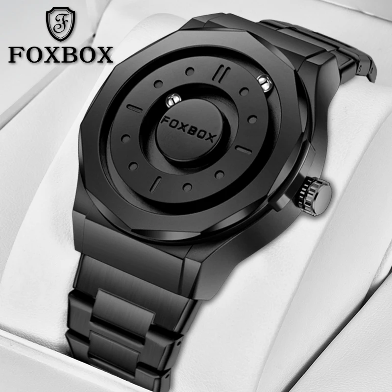 

Мужские часы FOXBOX 2026 Luxury: креативные кварцевые наручные часы с вращающимися бусинами, модные водонепроницаемые стальные часы LIGE, Reloj Hombre