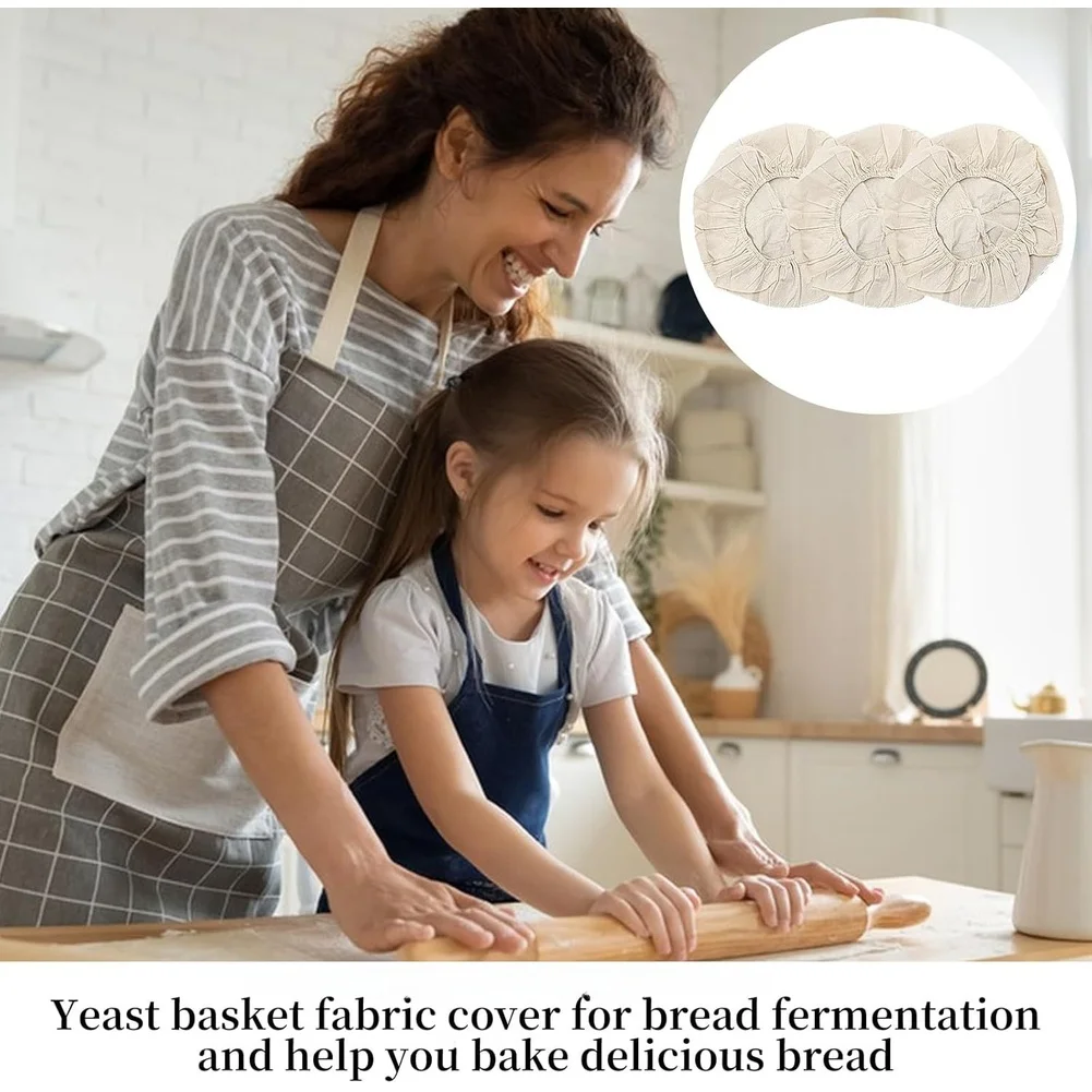 6 Pack Cotton Linen Bread Proofing Basket Covers Breathable Washable Fabric Set for Dough Rising and Baking Applications