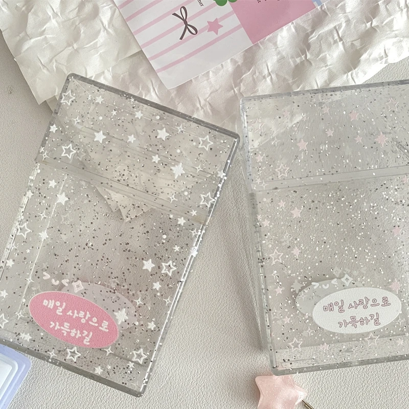 Ins Sparkling Star Photo Card Storage Box Kpop Card Storage Box Student Desktop Small Object Storage Organizer Case