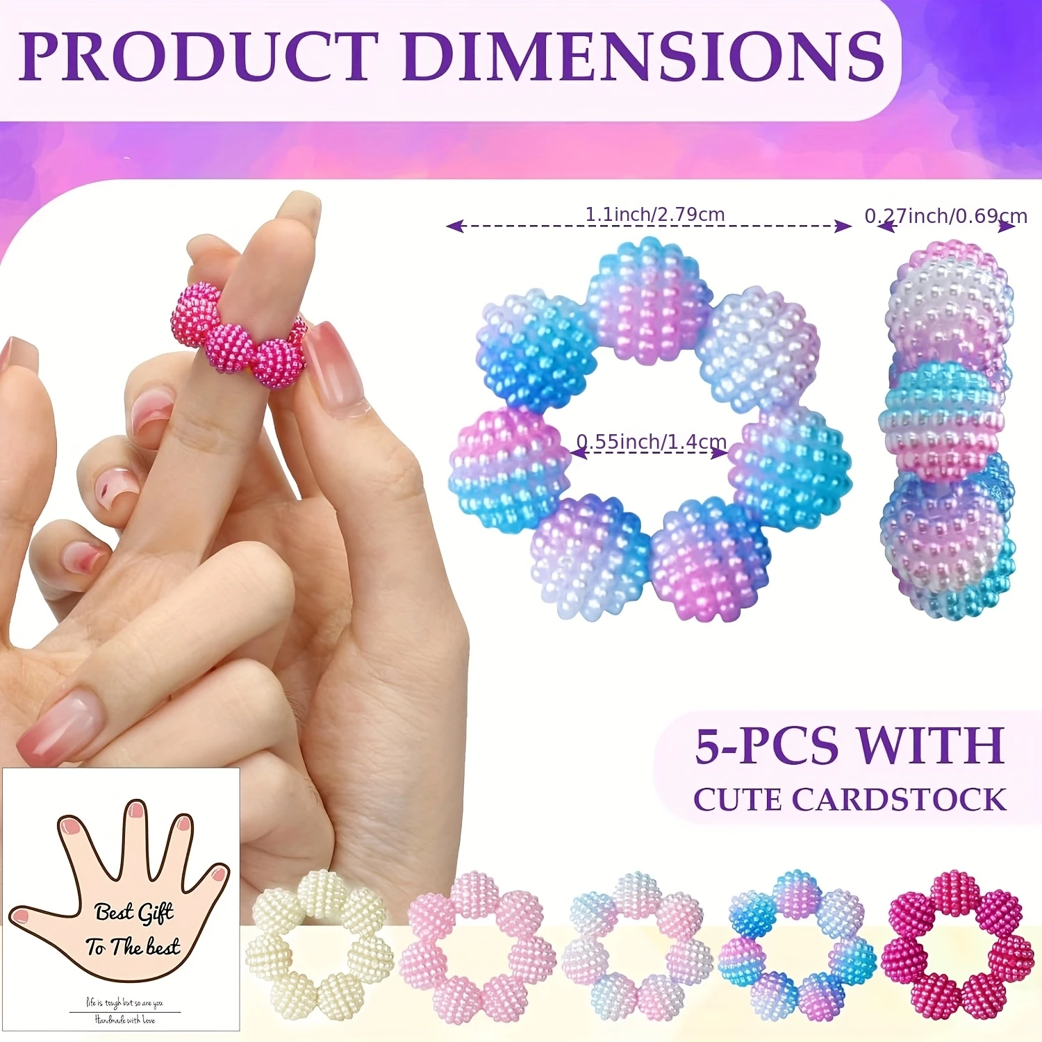 مجموعة مكونة من 5 قطع من حلقات فيدجيت الملونة وخرز أظافر وتدليك الأصابع وجهاز تخفيف الضغط، حلقة حسية لتخفيف التوتر، fi #2