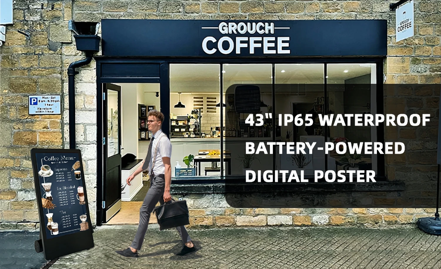 43 Inch Interactive Battery-Powered LCD Advertising Screen for Outdoor Digital Signage Displays