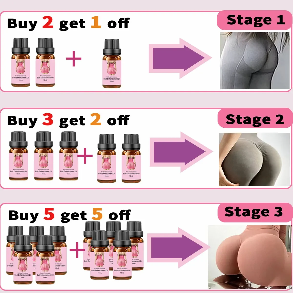 Big Butt Buttocks Oil melhorar a beleza das nádegas, crescimento natural, corpo curva, efeito mais poderoso