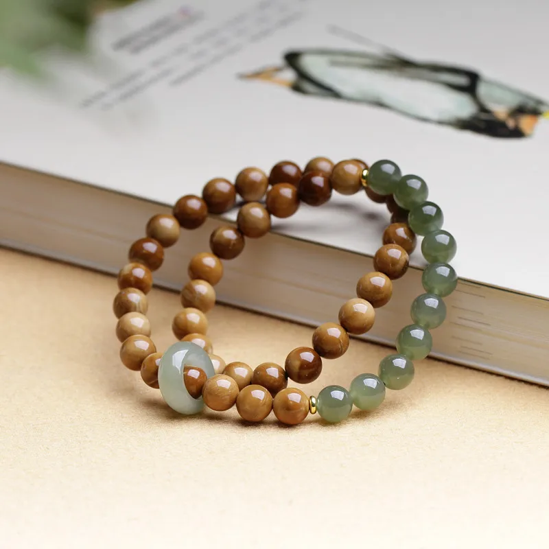 Natural Hotan Jade 8mm Female Beads Handstrings Jewelry Double Layer Bracelet Buddhist Accessories Gifts Support Wholesale