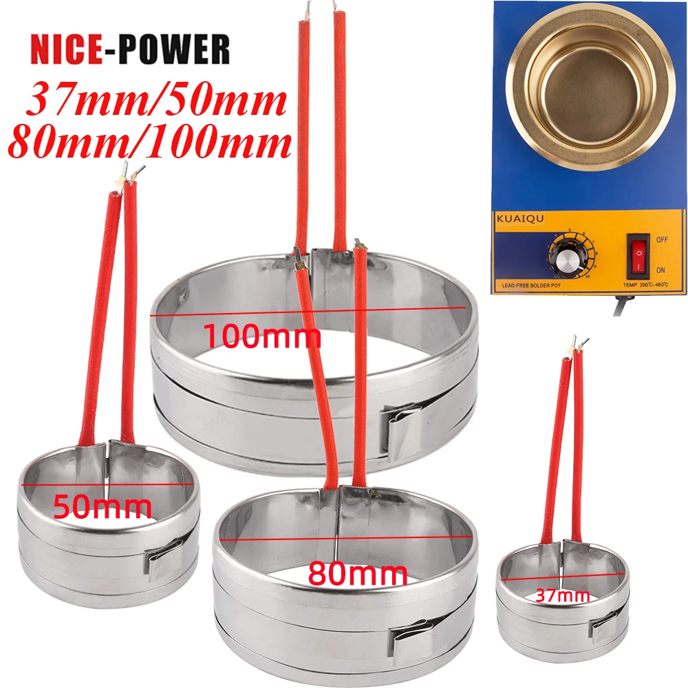 Elemento de aquecimento para solda Pot Solder Máquina de solda Tin Furnace Desoldering Bath Peças de aquecimento para ferro fundido, 37mm, 50mm,