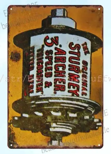 Three Speed Sturmey Archer Gears metal tin sign decorative wall dorm rooms