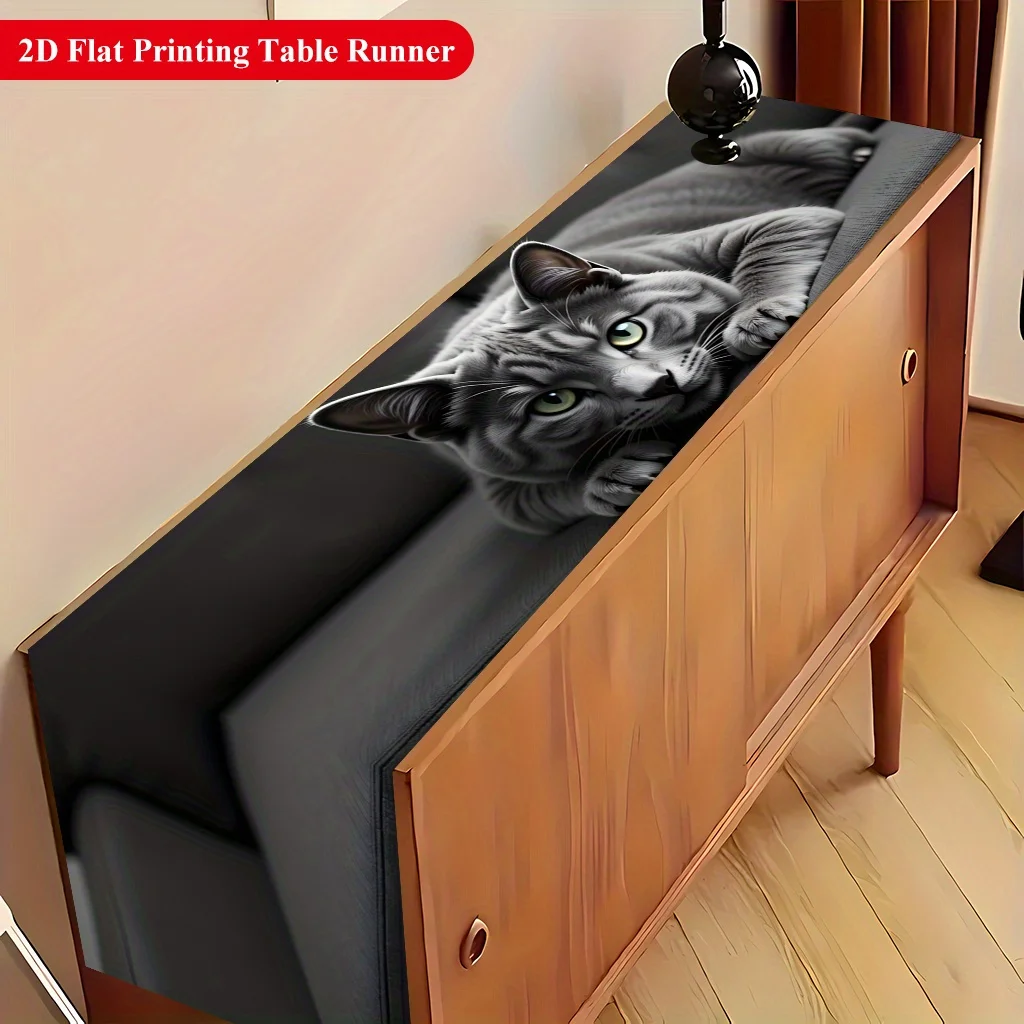 1 Piece of Gray Cat Figurine Lying on the Sofa Staring at the Camera, Suitable for Farmhouse, Indoor, Kitchen, Celebrations, Table Decoration, Restaurant, and Banquet Decoration Supplies