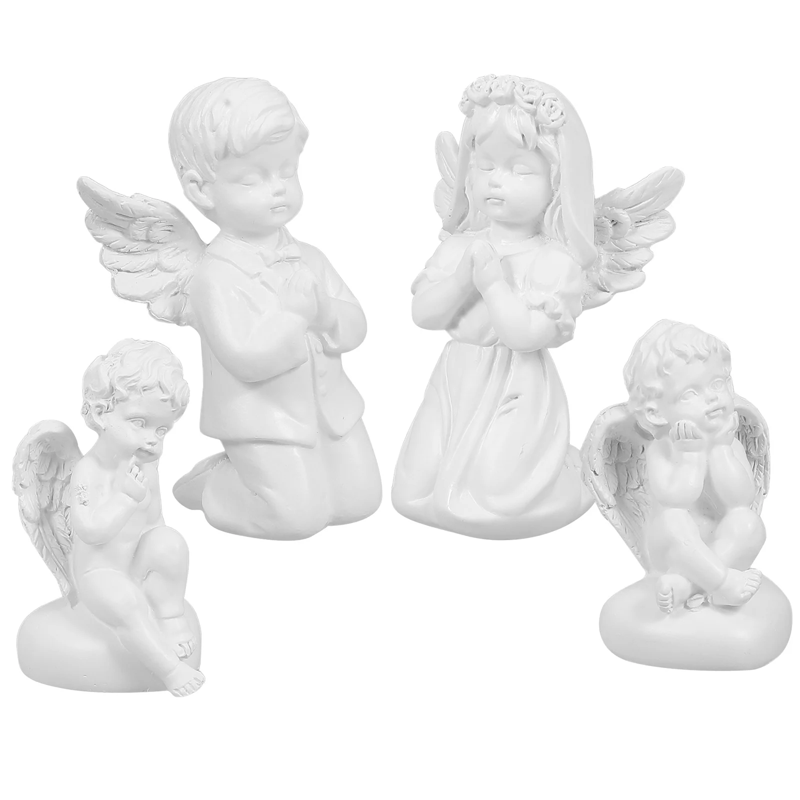 

4Pcs Little Sculpture Mini Angel with Wings for Bedroom Living Room Decoration Cute Cupid Statues for Shelves Home Garden