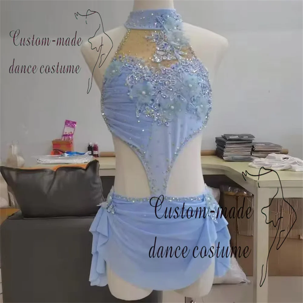 High end lyrical dance bodysuits, soft and elastic mesh stage performance costumes.