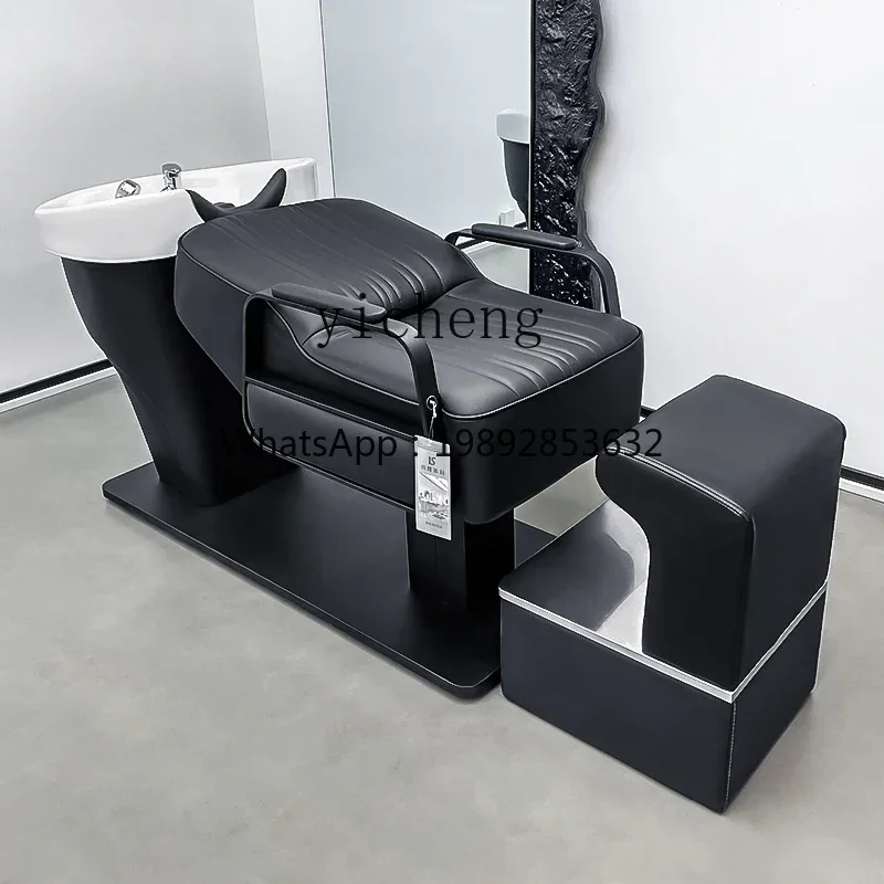 v1 Fashion Hair Salon Ceramic Deep Basin Simple Semi-Reclining Shampoo Bed High-End Salon Exclusive