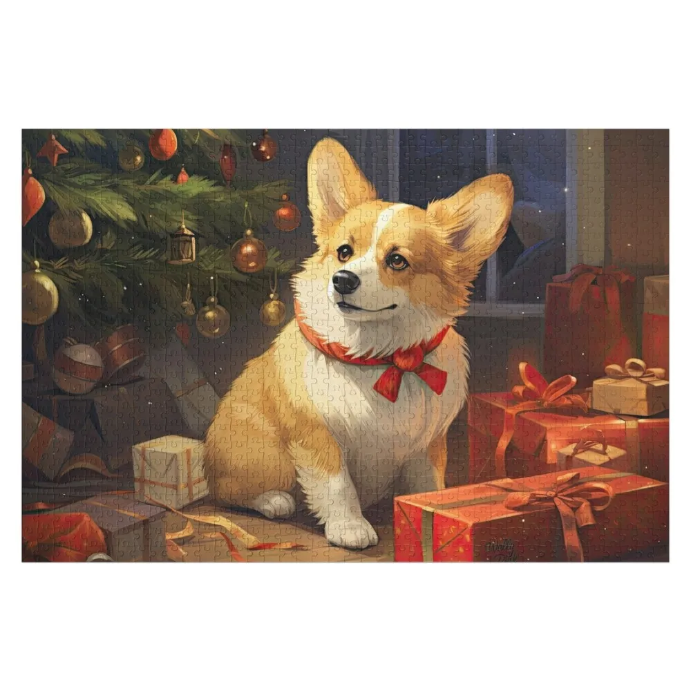 

Merry Christmas Corgi dog waiting for Santa Claus Jigsaw Puzzle Personalized Gift Ideas Wooden Adults Custom Gifts Puzzle