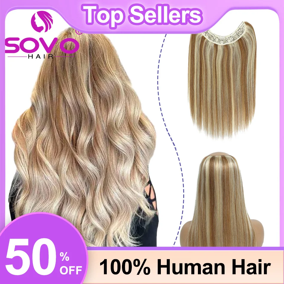 V-Shape Clip In Hair Extensions 100% Human Hair One Piece With 5 Clips 100g Clip On Extensions Natural Hair Full Head 14-26 Inch