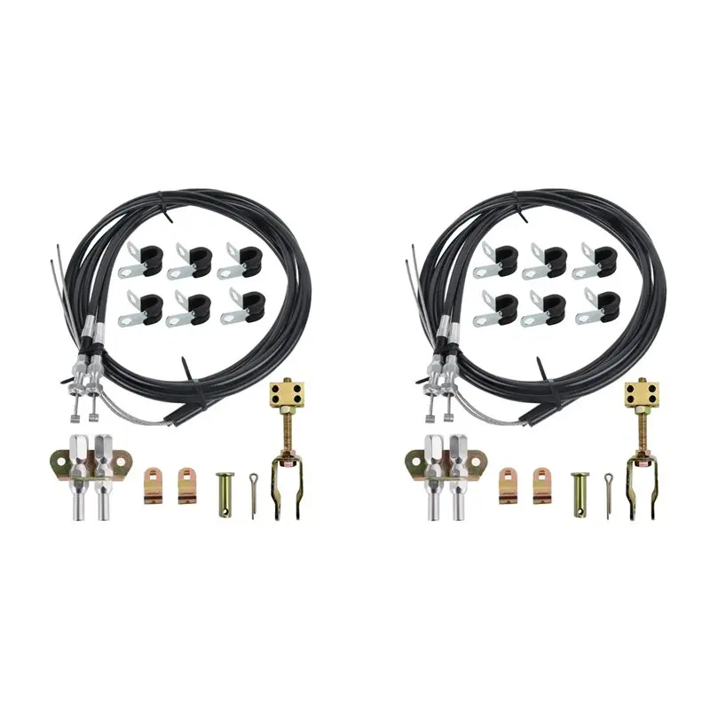 

2X 330-9371 Universal Disc/Drum Parking Brake Cable Kit Emergency Brake Cable Kit Replace 140-14415-R Car Accessories