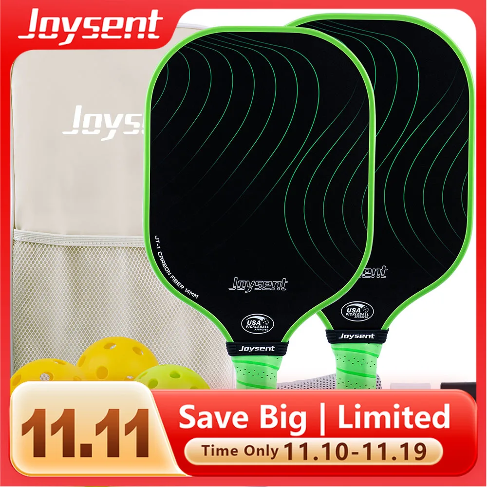 

Joysent Pickleball Paddles, одобренный USAPA T300, набор из 2 легких ракеток из углеродного волокна с 4 мячами, 1 сумка для переноски