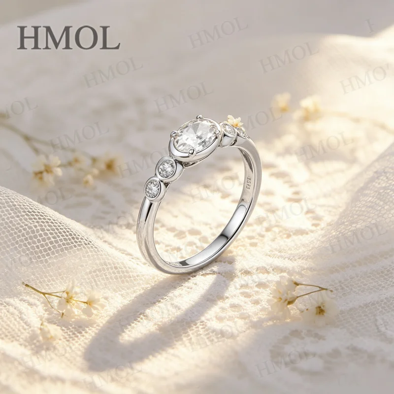 Moissanite Rings 0.5ct Oval GRA D Color VVS1 925 Sterling Silver Hypoallergenic Fade‑Resistant Anniversary Party Ring for Her