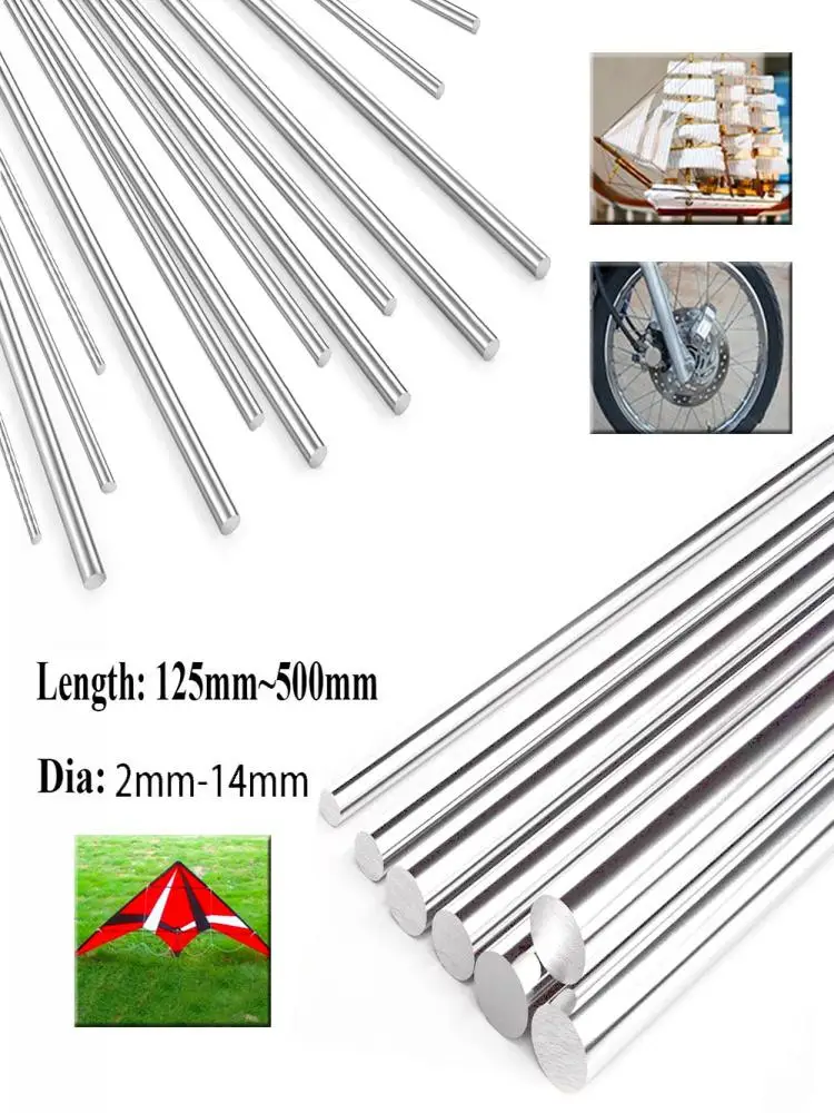 304 roestvrijstalen staaf 0,8 mm - 1,8 mm 2 mm 2,5 mm 3 mm 4 mm 5 mm 6 mm 8 mm 10 mm 14 mm lineaire as metrische ronde staaf 125 mm 500 mm lang - afbeelding 2