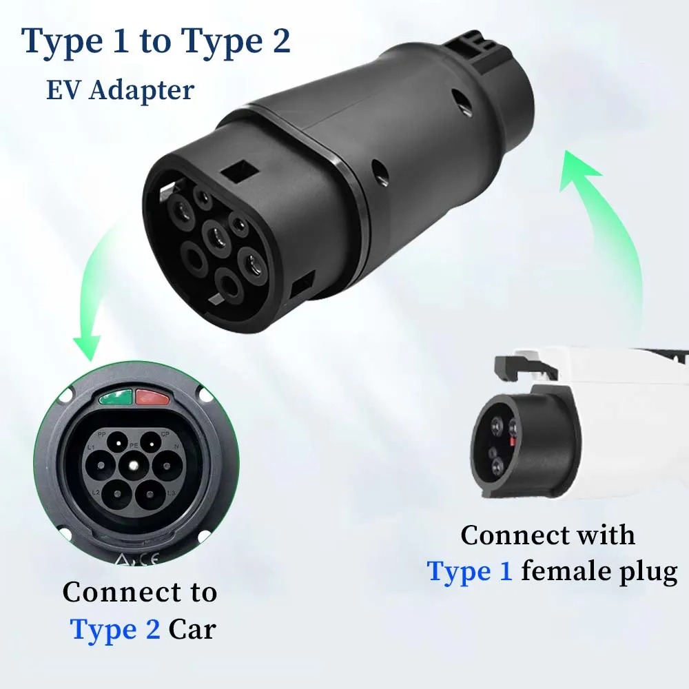 EVSE Adapter Type 2 to Type 1 EV Charger AC DC Convertor Type 1 to Type 2 For  Type2 GBT Electric Vehicle Charging Accessories