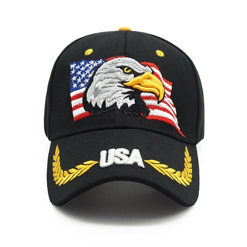 Men\'s USA Eagle Baseball Cap American Flag Embroidery Snapback Dad Hat Bone Male Summer Casual US Army Tactical Hip Hop Caps