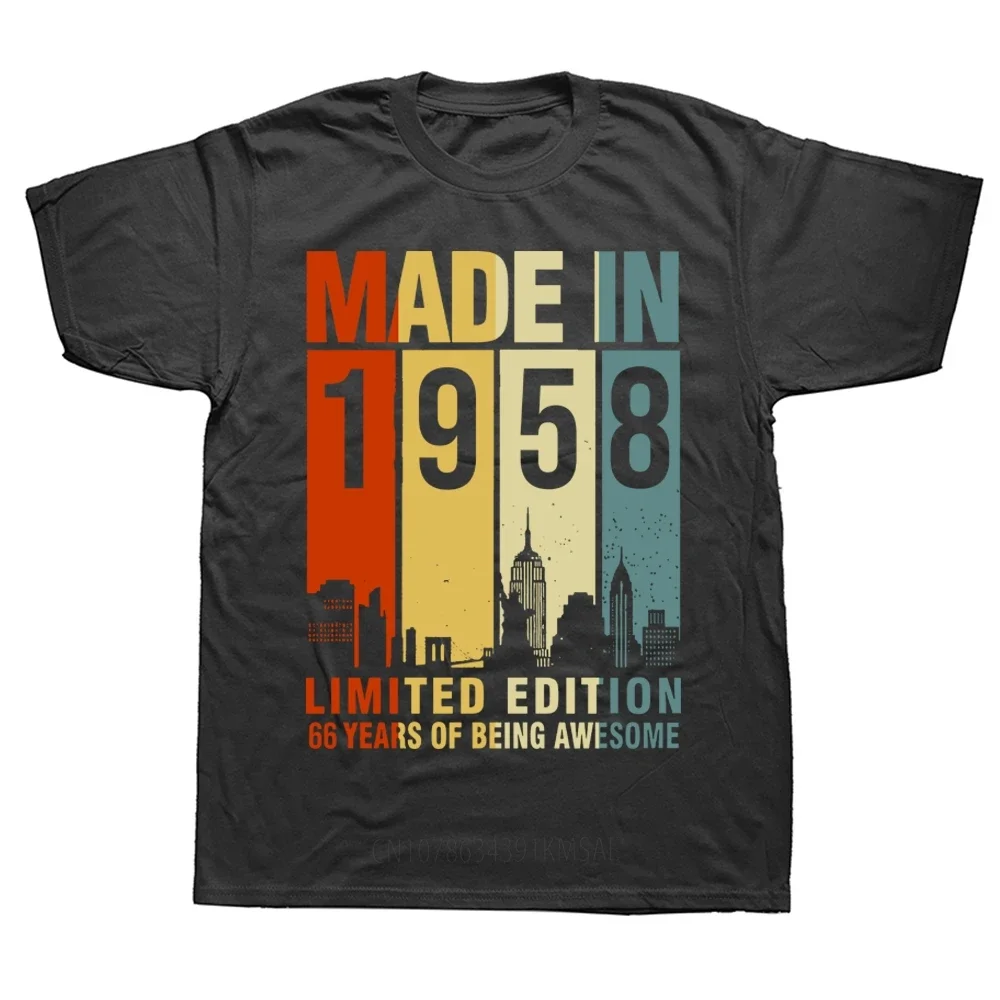 Made in 1958 Graphic Birthday Gift Short Sleeved 66 Years Old Shirt 66th Birthday Summer T-shirt Retro Vintage 1958 Tshirt