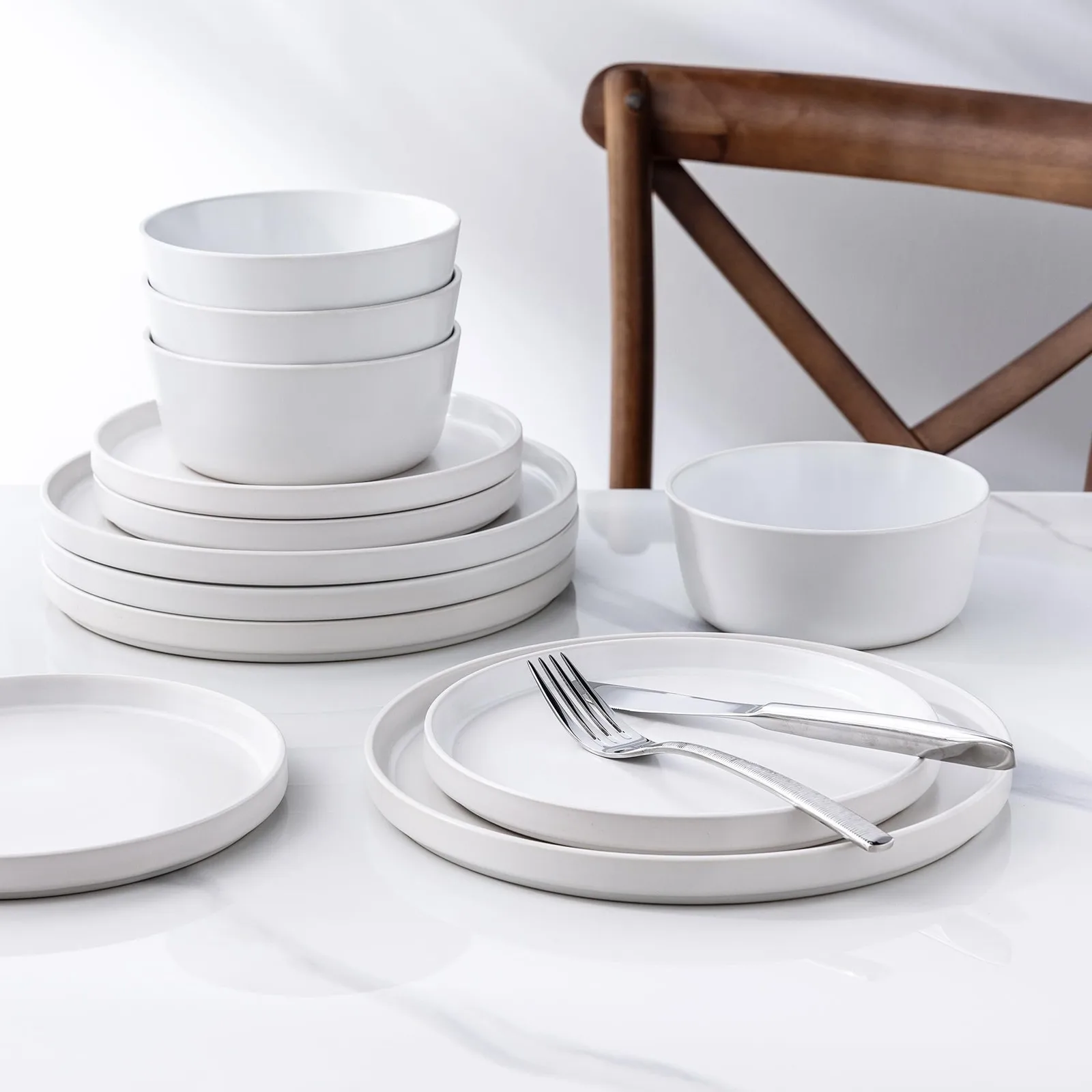 مجموعة أدوات مائدة سيراميك، مجموعة أواني طعام سيراميك حديثة مكونة من 6 أطباق وأطباق حجرية مسطحة، مجموعة أدوات مائدة أنيقة #6