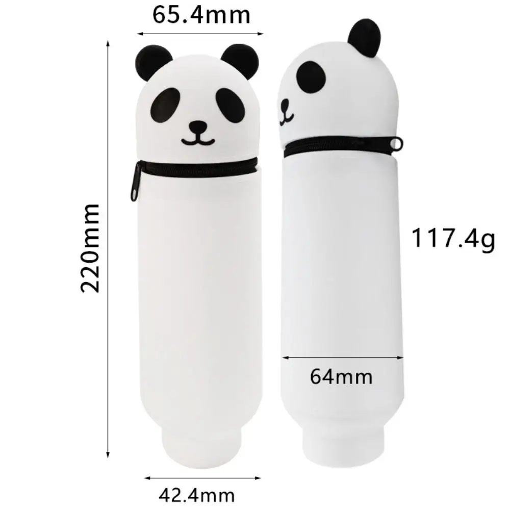 Cute Foldable Pencil Case Silicone Animal Shape Stationery Organizer Dirt Resistant Rabbit Panda Pen Container for Students