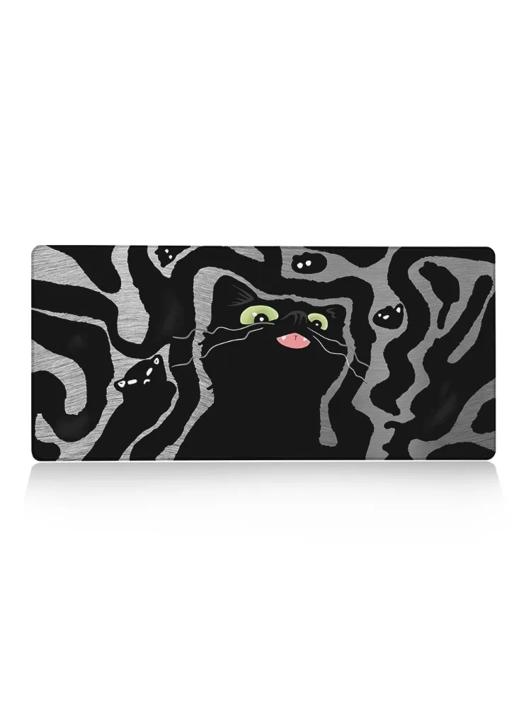 Podkładka pod mysz XXL Czarny Kot Sztuka Śliczna Linia Gra Gumowa PC Gaming Anime Podkładka Ekspansyjna Pod Klawiaturę Płynna Antypoślizgowa Podstawa Akcesoria Biurowe — zdjęcie produktu 7
