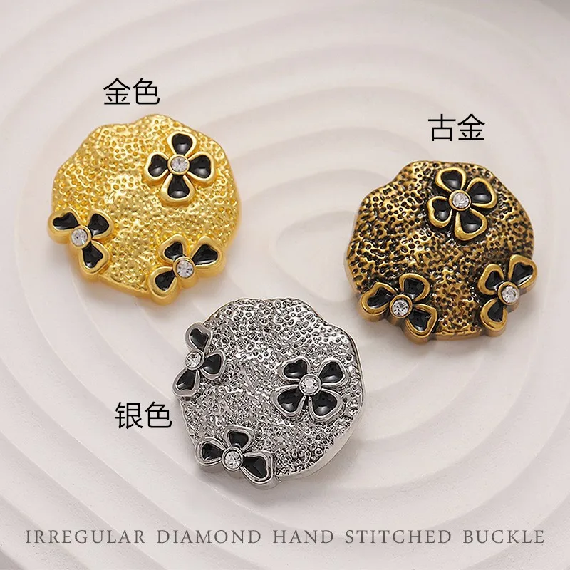 

Vintage 5PCS Butterfly ripple irregular diamond inlay button 18MM 23MM Coat hand sewn buckle sewing supplies