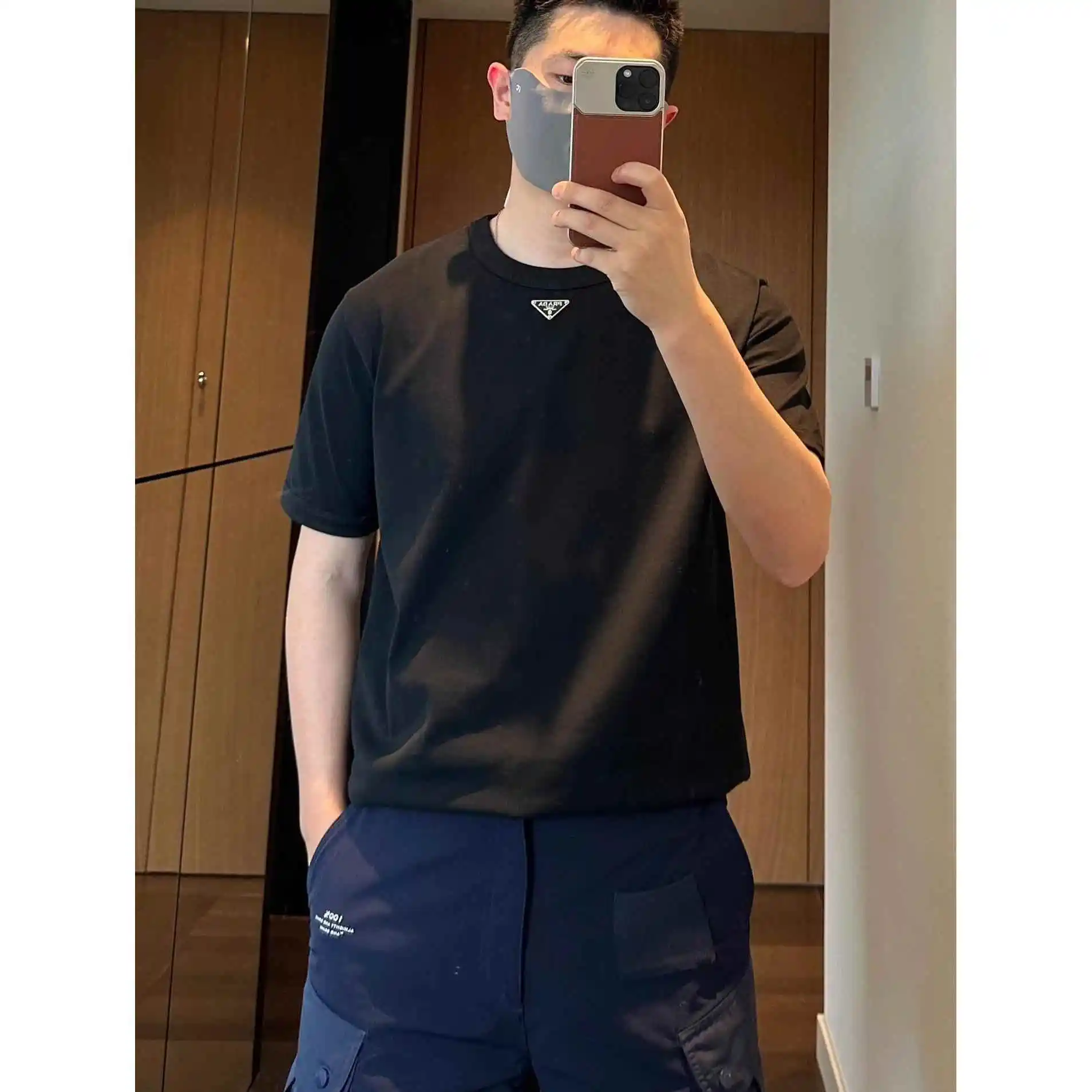 

Motorcycle Classic Triangle Logo Pullover Round Neck Short-Sleeved T-Shirt Men's Cotton Casual Fashion Top