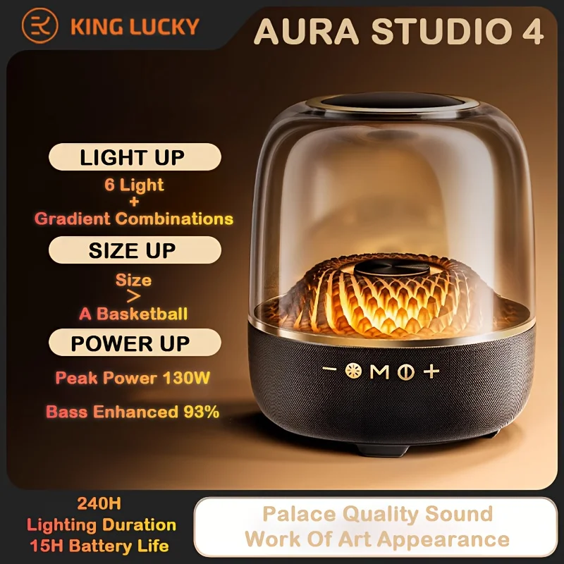 Kinglucky Q38 Harman 4th120W High Power Bass Music Box 9D Surround Sound Column Full Screen Transparent Bluetooth Speaker TWS/