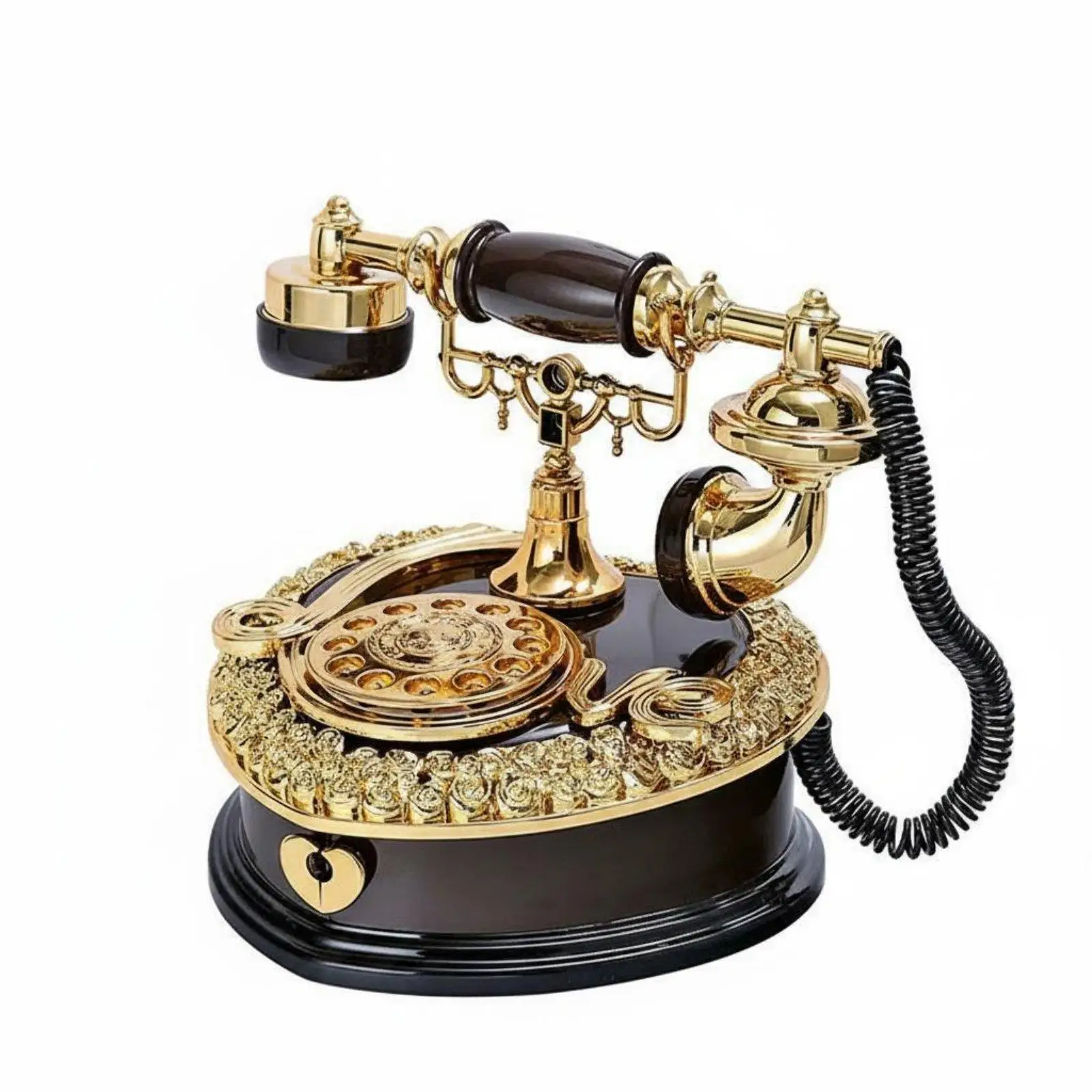 Vintage Rotary Phone Musical Box Decorative Retro Dial Telephone Musical Box Nostalgic European Telephone Ornament for Cafe,