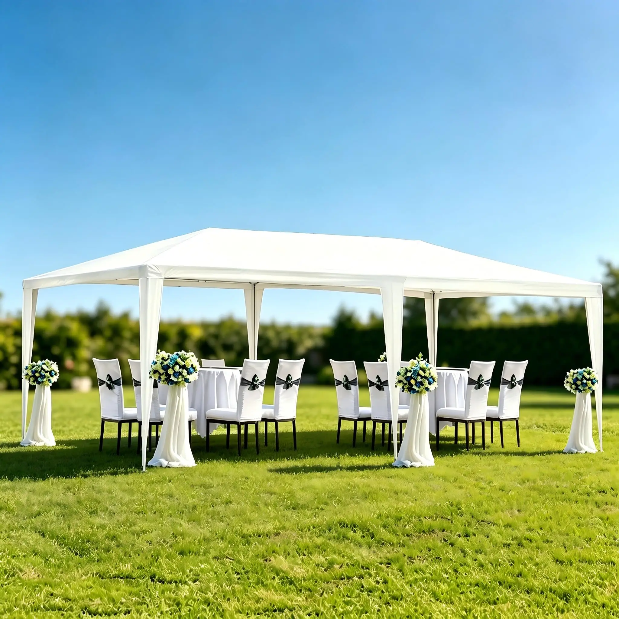 Waterproof Heavy Duty White Canopy Tent Without Sidewalls, Outdoor Gazebo Shelter, Wedding Party Tent for Backyard Patio, Garden, BBQ and Outdoor Events view 2