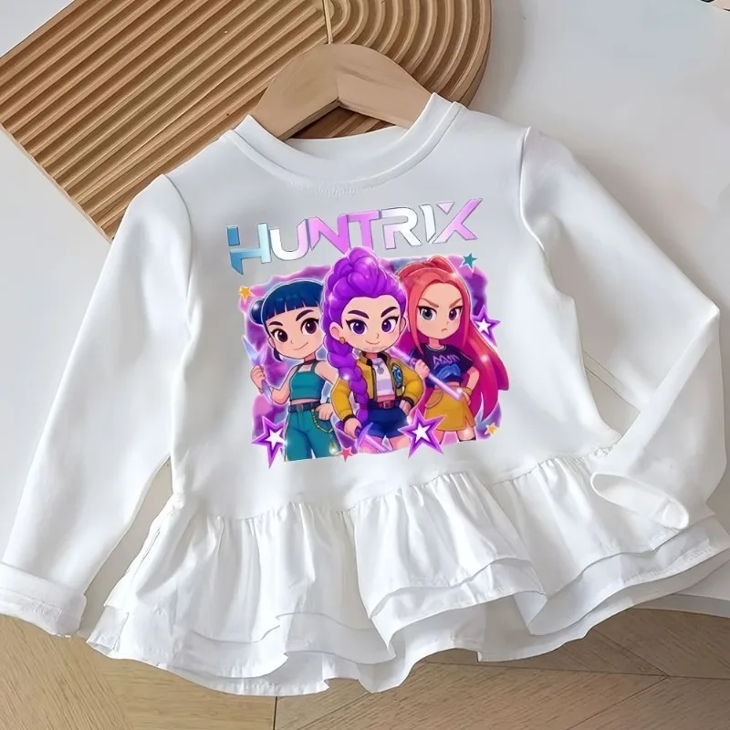 قميص KPop Demon Hunters Cartoon Anime Rumi Mira Zoey للسيدات للربيع والخريف قميص قاعدة حلو ولطيف مخصص #3