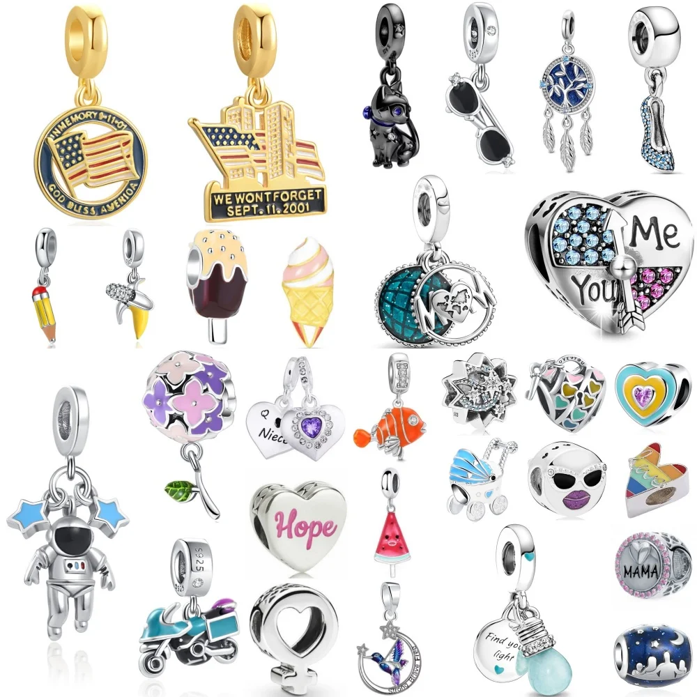 

New 925 Silver Ice Cream, Watermelon, Nightlight Light Bulb Bead Pendant Original Bracelet DIY Accessories Exquisite Jewelry